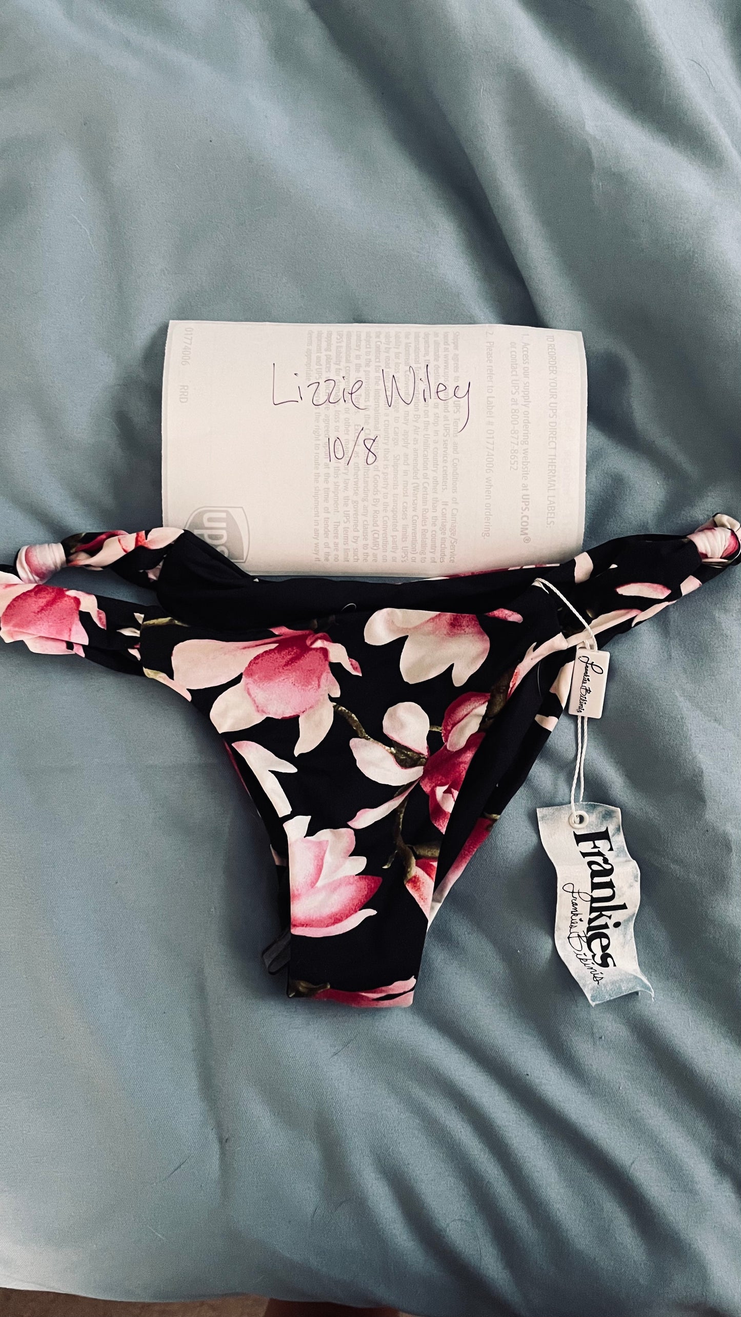 Black and pink foral bikini suit