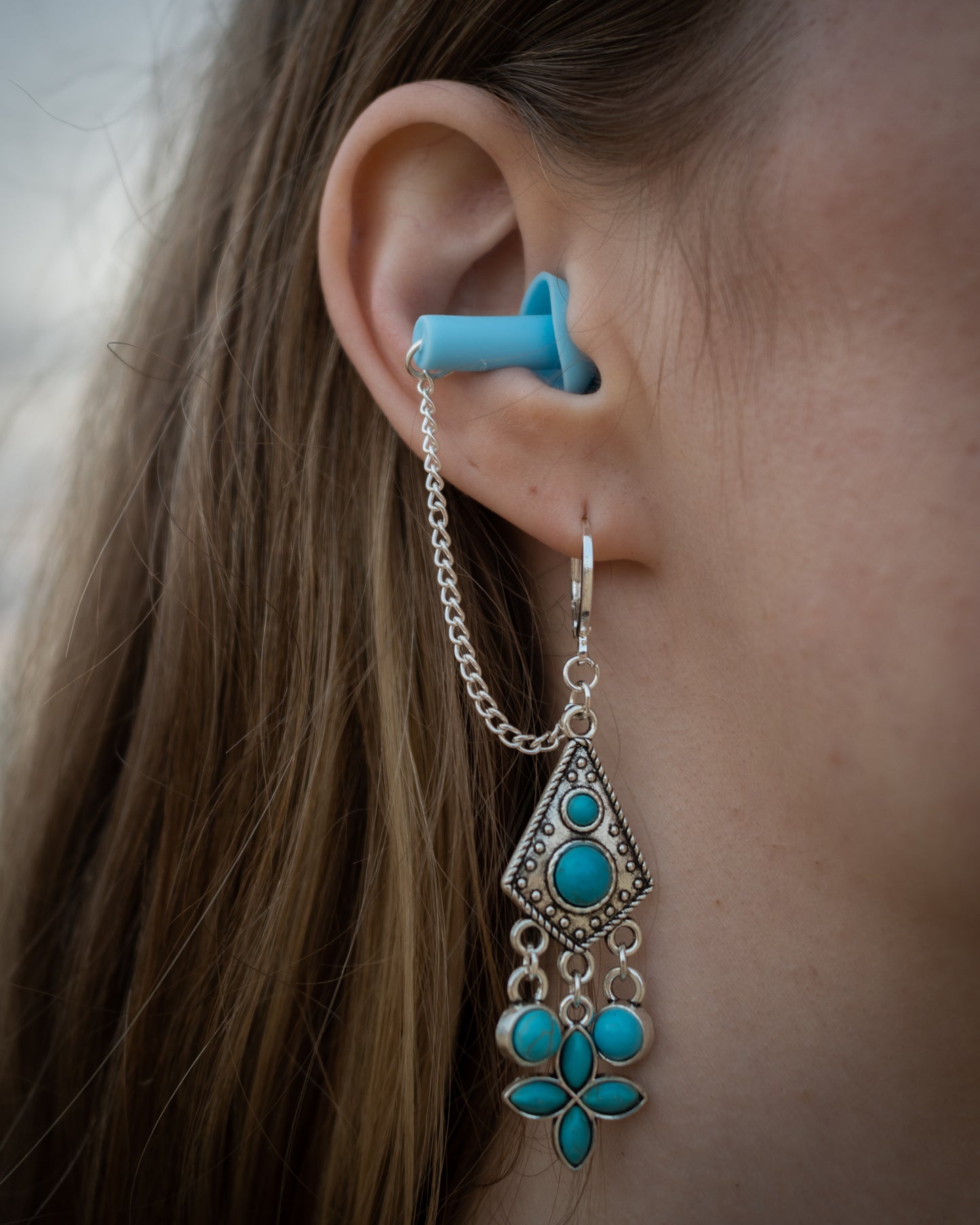 turquoise ear plug earrings