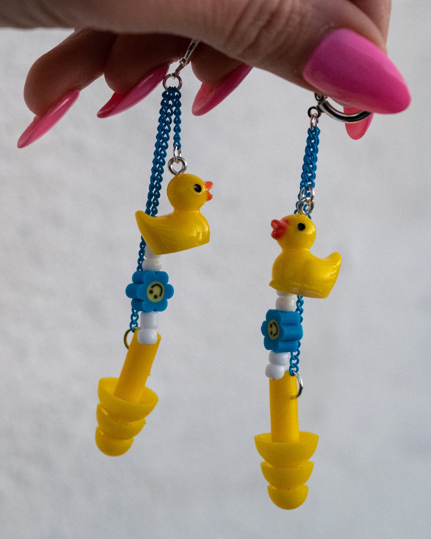 Duck earplug earrings